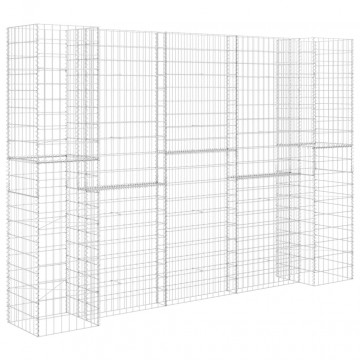 Jardinieră gabion în formă de H, 260 x 40 x 180 cm, sârmă oțel - Img 2