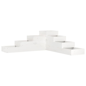 Jardinieră grădină cu 4 niveluri, alb, 106x104,5x36 cm lemn pin - Img 2