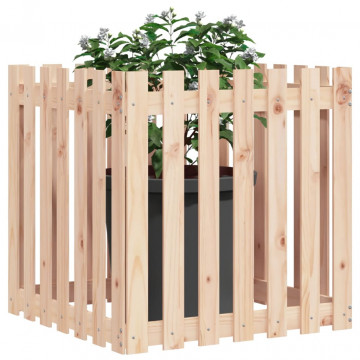 Jardinieră grădină cu design gard, 70x70x70 cm, lemn masiv pin - Img 3