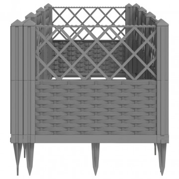 Jardinieră grădină cu țăruși gri deschis 123,5x43,5x43,5 cm PP - Img 4