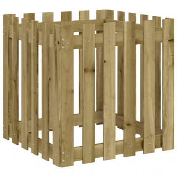 Jardinieră grădină design gard, 60x60x60 cm, lemn pin impregnat - Img 2