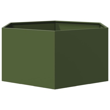 Jardinieră grădină verde măsliniu 104x90x45 cm oțel hexagonal - Img 4