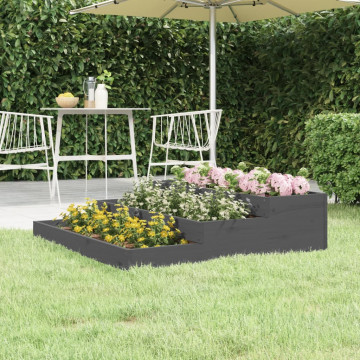 Jardinieră, gri, 107x107x27 cm, lemn masiv de pin - Img 1