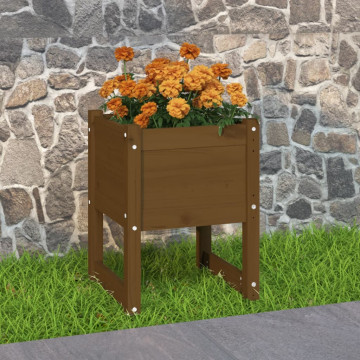 Jardinieră, Maro miere, 40x40x52,5 cm, lemn masiv de pin - Img 1