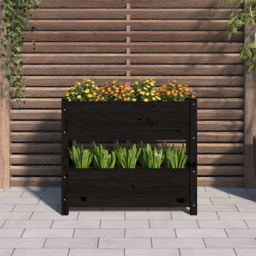 Jardinieră, negru, 77x25x66 cm, lemn masiv de pin - Img 3