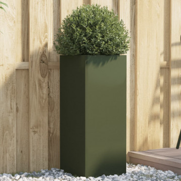 Jardinieră, verde măsliniu, 32x27,5x75 cm, oțel laminat la rece - Img 1