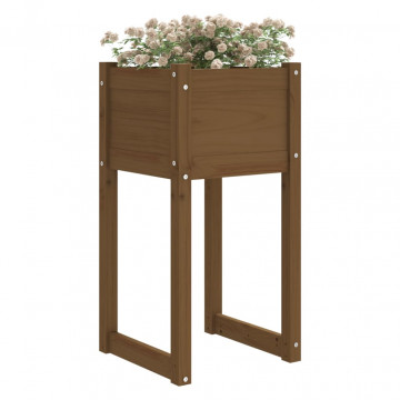 Jardiniere, 2 buc., maro miere, 40x40x81 cm, lemn masiv de pin - Img 3