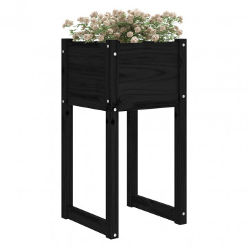Jardiniere, 2 buc., Negru, 40x40x52,5 cm, lemn masiv de pin - Img 3