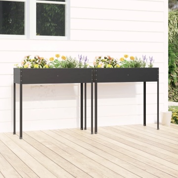 Jardiniere de grădină, 2 buc., antracit, oțel galvanizat - Img 1