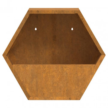 Jardiniere de perete, 2 buc., ruginiu, 30x10x25 cm, oțel corten - Img 5