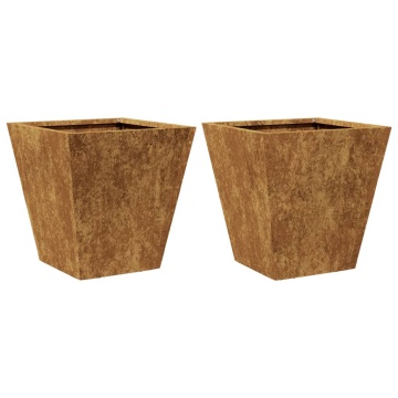 Jardiniere grădină, 2 buc., 30x30x30 cm, oțel corten - Img 2