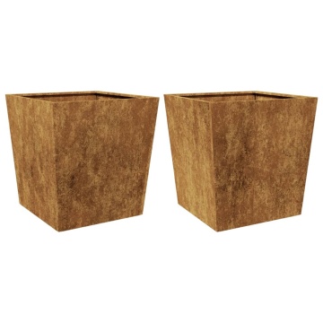 Jardiniere grădină, 2 buc., 50x50x50 cm, oțel corten - Img 2