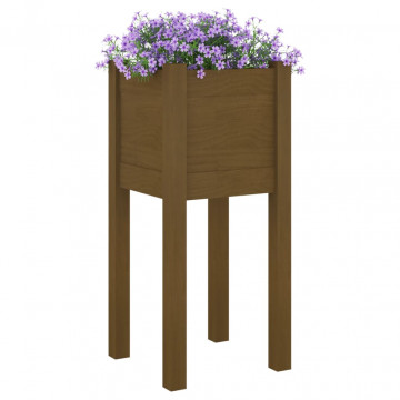 Jardiniere grădină 2 buc. maro miere 31x31x70 cm lemn masiv pin - Img 3