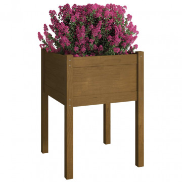 Jardiniere grădină 2 buc. maro miere 50x50x70 cm lemn masiv pin - Img 3