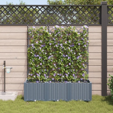 Jardiniere pentru grădină cu sistem de irigare 3 bucăți Gri deschis - Img 1