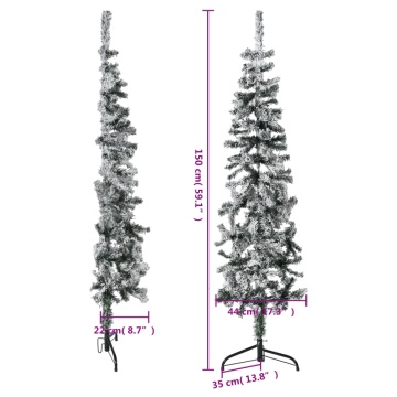 Jumătate brad de Crăciun artificial subțire, cu zăpadă, 150 cm - Img 7