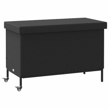 Ladă depozitare de grădină cu roți negru,110x55x73 cm poliratan - Img 1