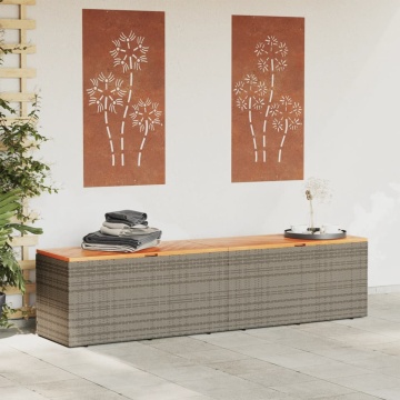 Ladă depozitare grădină gri 220x50x54 cm poliratan lemn acacia - Img 3