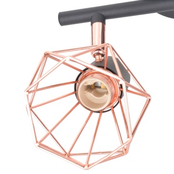 Lampă de plafon cu 2 spoturi E14, negru și bronz - Img 3
