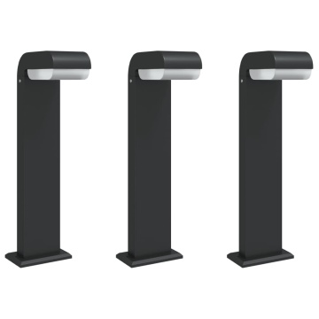 Lămpi exterioare de podea 3 buc. negru 50 cm aluminiu turnat - Img 2