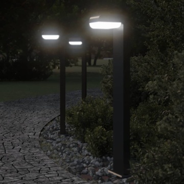 Lămpi exterioare de podea 3 buc. negru 80 cm aluminiu turnat - Img 1