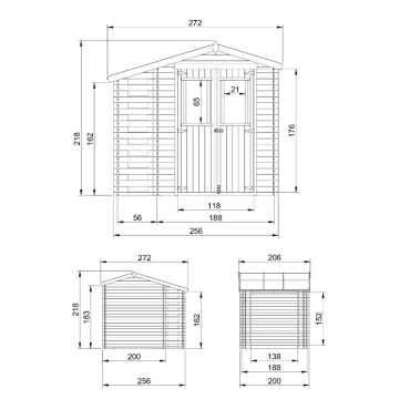 Magazie de grădină din lemn 9 ft x 7 ft x H7 ft / 4,47 m2 (capacitate 2 m3) - fara podele M386C - Img 6