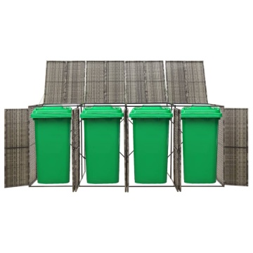 Magazie de pubele cvadruplă, gri, 274x80x117 cm, poliratan - Img 2