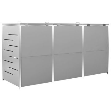 Magazie pentru trei pubele, 207x77,5x112,5 cm, oțel inoxidabil - Img 6