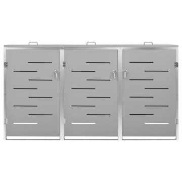 Magazie pentru trei pubele, 207x77,5x112,5 cm, oțel inoxidabil - Img 8