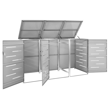 Magazie pentru trei pubele, 207x77,5x112,5 cm, oțel inoxidabil - Img 3