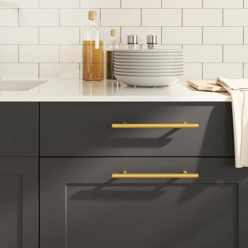 Mânere de dulap, 10 buc., auriu, 160 mm, oțel inoxidabil - Img 1
