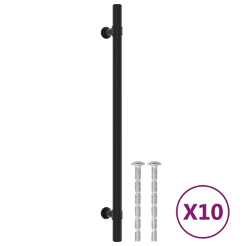 Mânere de dulap, 10 buc., negru, 224 mm, oțel inoxidabil - Img 2