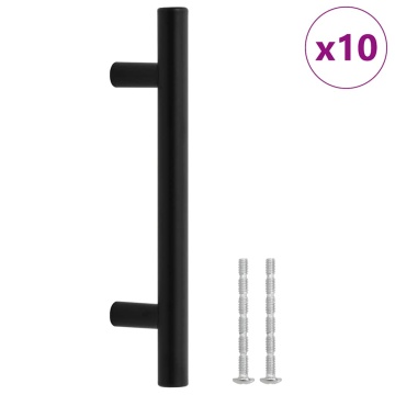 Mânere de dulap, 10 buc., negru, 96 mm, oțel inoxidabil - Img 2