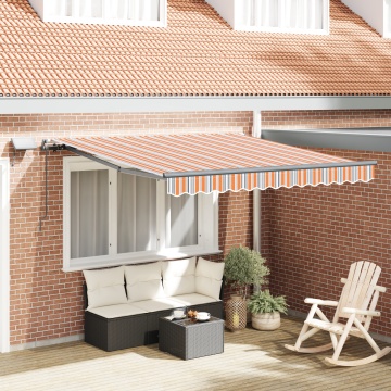 Marchiză manuală retractabilă cu dungi multicolore LED 300x250 cm - Img 1