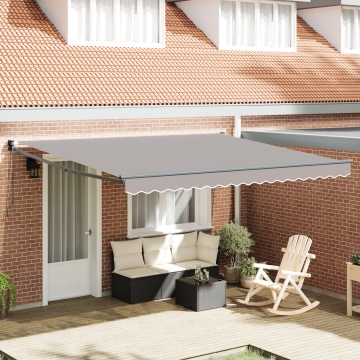 Marchiză Manuală Retractabilă Gri Deschis 400x300 cm, Material de Înlocuire pentru Marchiză 4x3 m Gri Deschis - Img 1