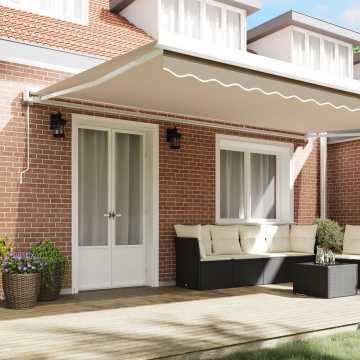 Marchiză retractabilă automată Bej 500x300 cm, Material de înlocuire pentru marchiză de 5x3 m Bej - Img 3