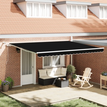 Marchiză Retractabilă Automată cu LED Neagră 450x300 cm, Material de Înlocuire pentru Marchiză 4.5x3 m Negru - Img 1