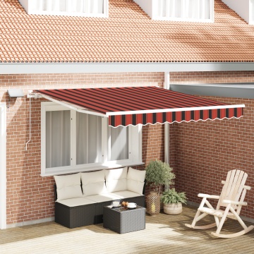 Marchiză retractabilă manuală cu LED Portocalie și Maro 300x250 cm - Img 1