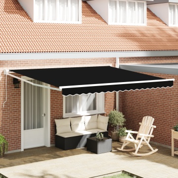 Marchiză retractabilă manuală Negru 400x300 cm, Material de schimb pentru marchiză pentru cadru 4x3 m Negru - Img 1