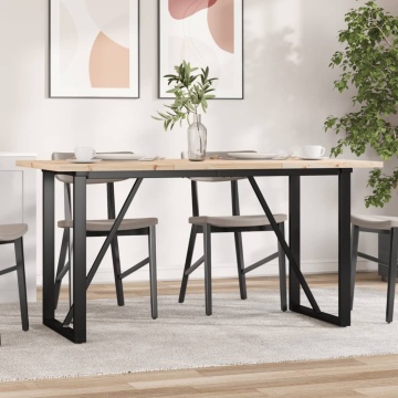 Masă bucătărie, cadru O, 160x80x75,5 cm lemn masiv pin și fontă - Img 1