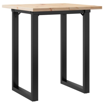 Masă bucătărie, cadru O, 60x60x75,5 cm lemn masiv pin și Oţel - Img 2