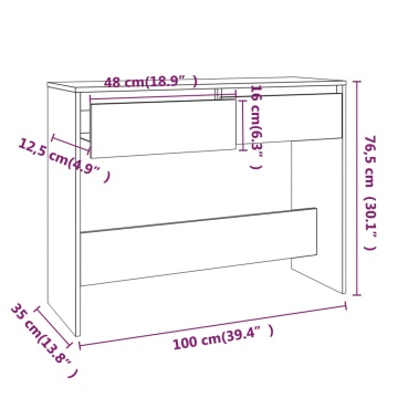 Masă consolă, alb, 100x35x76,5 cm, PAL - Img 7