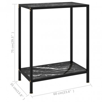 Masă consolă, negru, 60 x 35 x 75 cm, sticlă securizată - Img 4