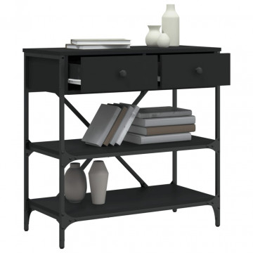 Masă consolă, negru, 75x34,5x75 cm, lemn prelucrat - Img 4
