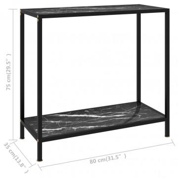 Masă consolă, negru, 80 x 35 x 75 cm, sticlă securizată - Img 4