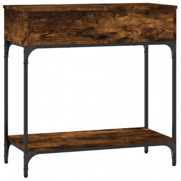 Masă consolă, stejar fumuriu, 75x34,5x75 cm, lemn prelucrat - Img 6