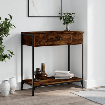 Masă consolă, stejar fumuriu, 75x34,5x75 cm, lemn prelucrat - Img 1