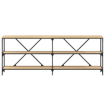 Masă consolă stejar sonoma 200x30x75 cm lemn prelucrat și fier - Img 4