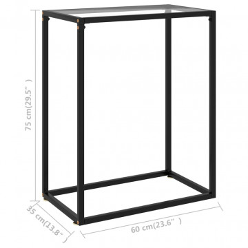 Masă consolă, transparent, 60x35x75 cm, sticlă securizată - Img 4