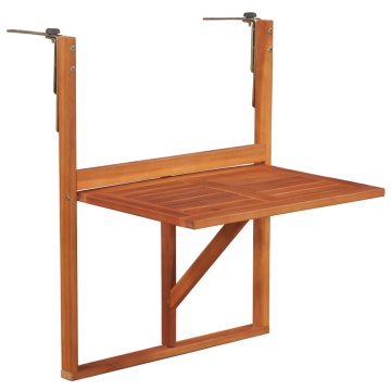 Masă de balcon suspendată, 64,5x44x80 cm, lemn masiv de acacia - Img 1